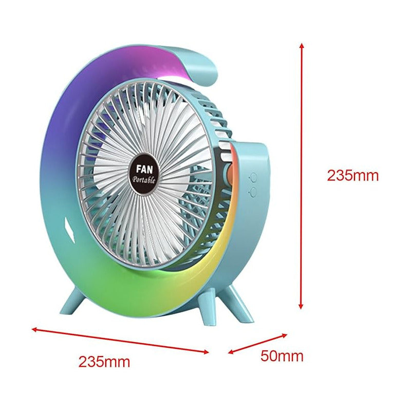 Ventilador De Mesa Recargable Usb 2 En 1 Con Lámpara Luz Led