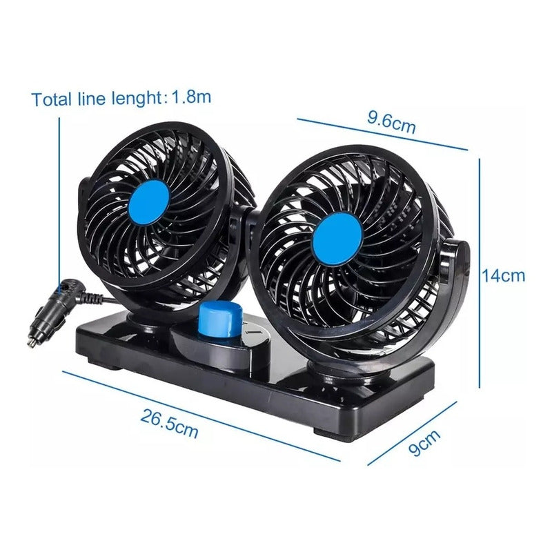 Ventilador Doble Automóvil 12v Accesorio Vehículo 360°/ R&c