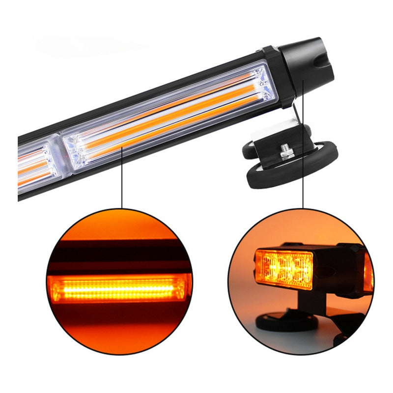 Baliza Led De Techo Destellante Ámbar 80cm Auto 12v Con Imán