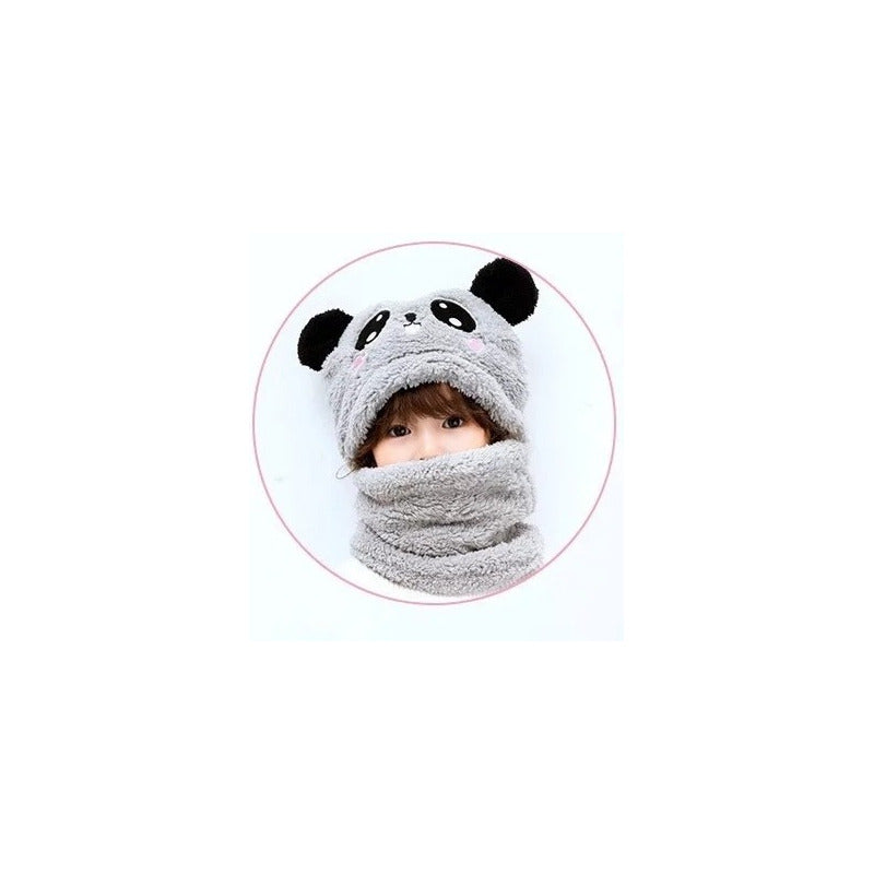 Gorro Con Cuello Para Bebé Niño/a Diseño Invierno Calientito