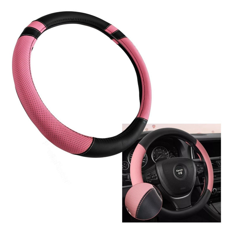 Funda Cubre Volante Para Mujer Eco Cuero Rosa /r&c