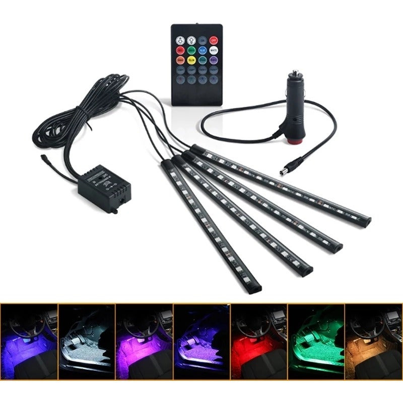 Tirax4 Led Luz Piso Interior Auto +control Ritmica/r&c