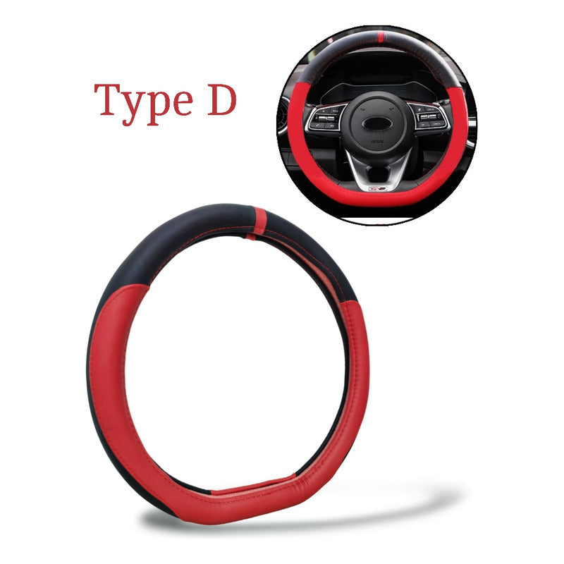 Funda Cubre Volante Deportivo Tipo D Eco Cuero Auto )/r&c