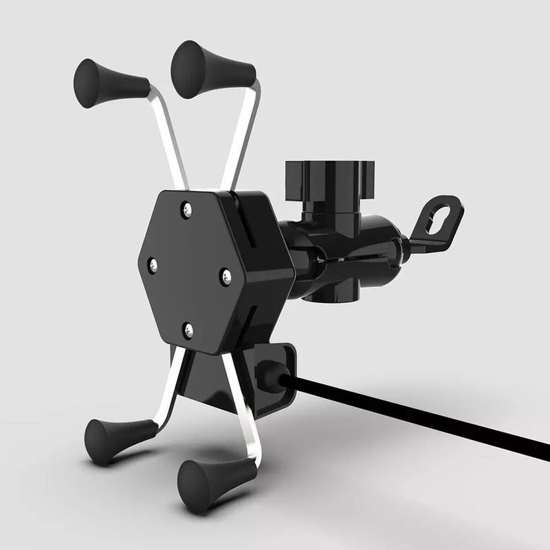 Porta Celular Para Moto Soporte Tipo X Con Cargador Usb /r&c