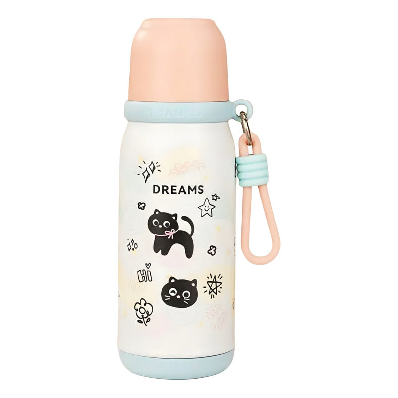 Termo 500ml Inoxidable Kawai Animales + Taza Botella Térmica