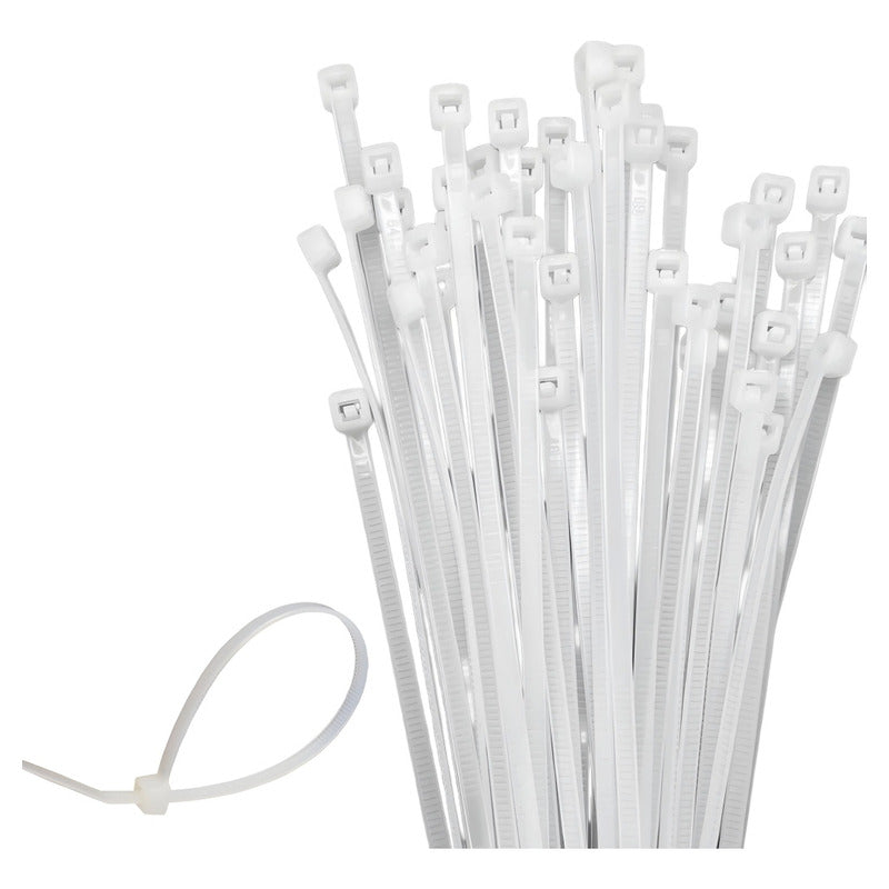 Set 100 Amarras Plásticas 4.8x200mm Precinto Nylon Multiuso