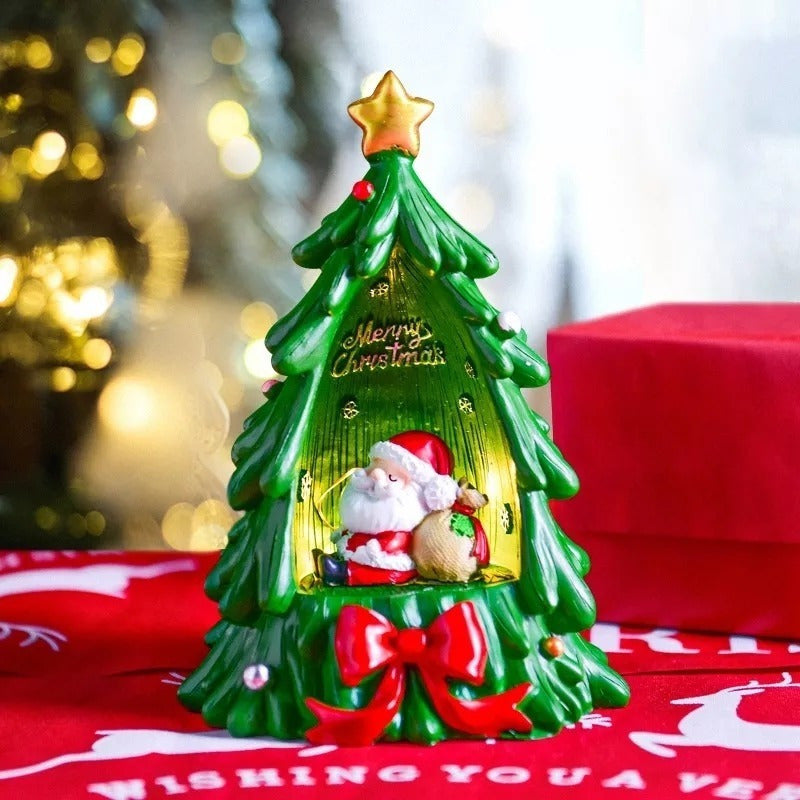 Lámpara Navideña Pino Árbol De Navidad Con Santa Luz Decora
