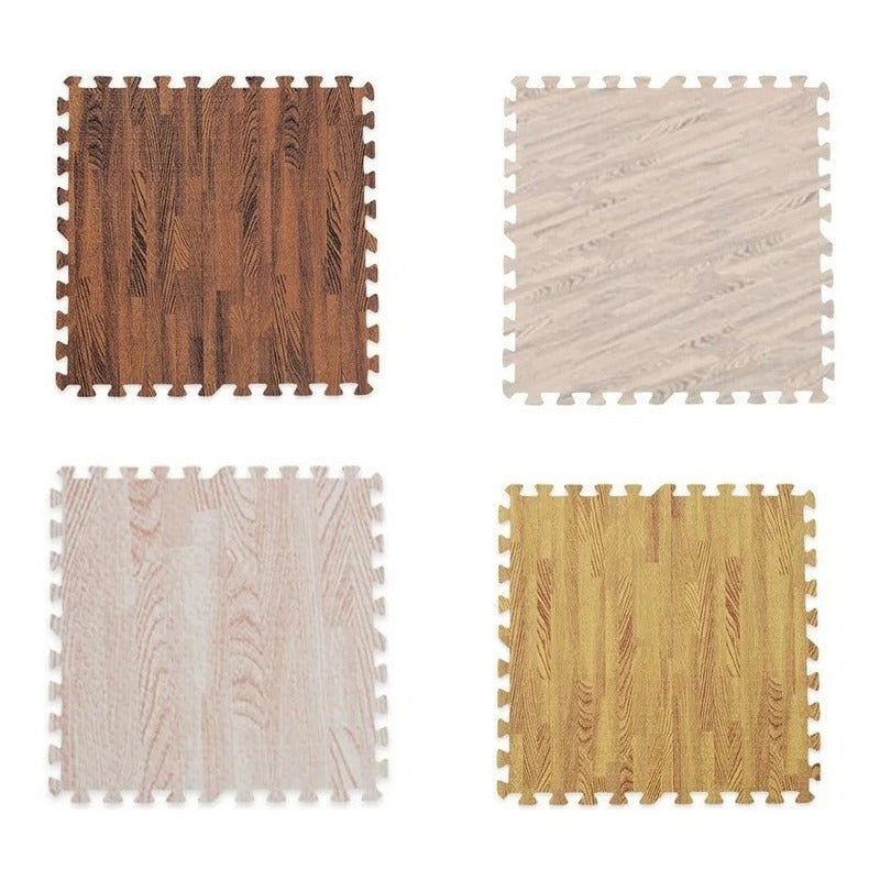 X4 Piso Goma Eva Puzzle Alfombra Madera 60x60x1cm Antigolpe