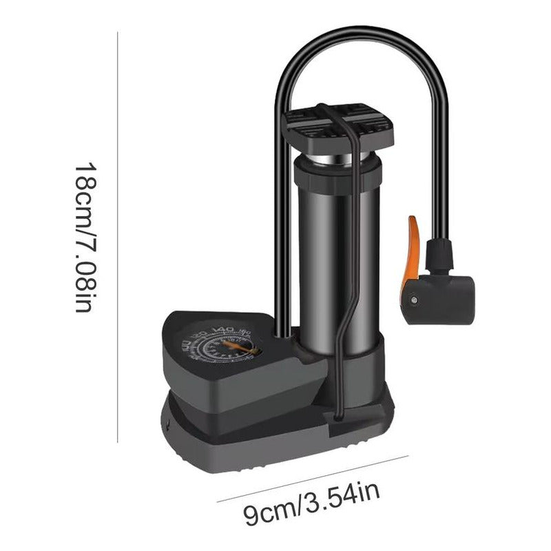Bombin Inflador De Pie Cn Manometro 160psi Moto Bici Portati