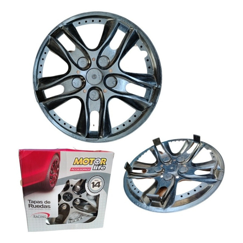 Set Tapa Rueda Aro 14 Serie Racing X4 Tapas /r&c