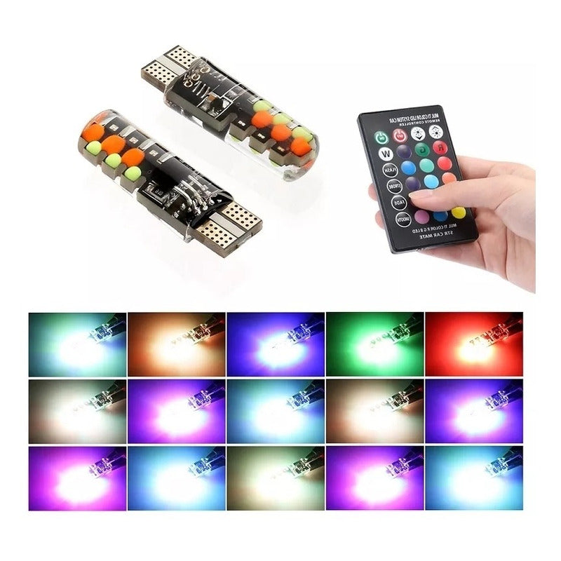 T10- Cola De Pescado Led Cob Rgb Multicolor + Control / R&c