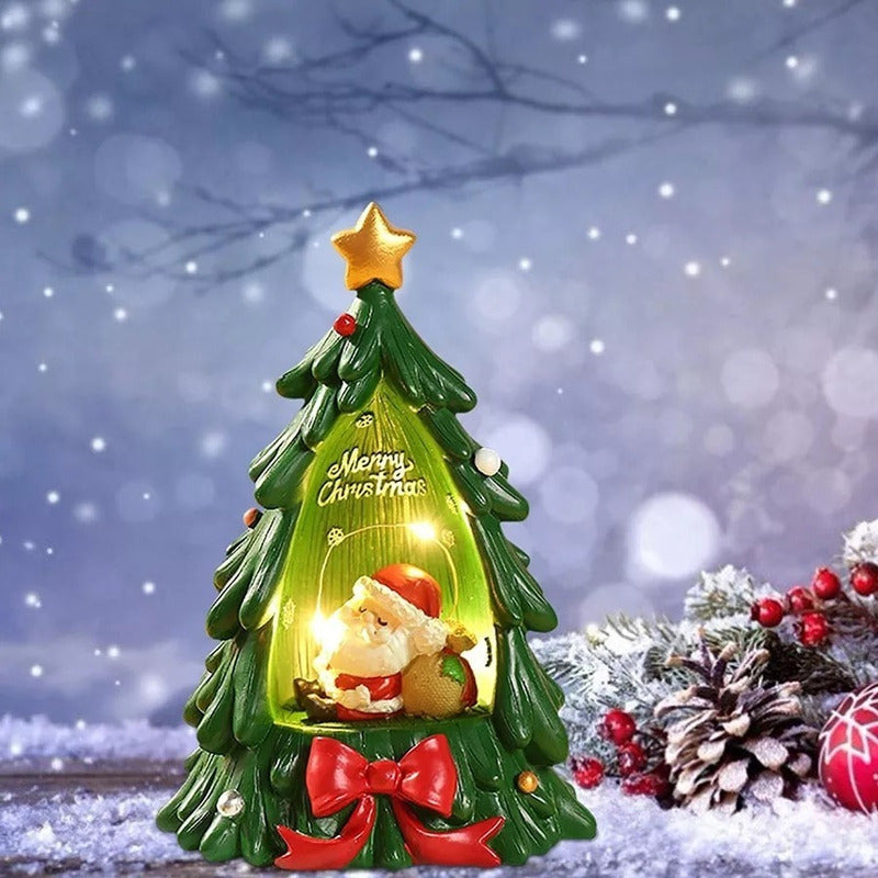 Lámpara Navideña Pino Árbol De Navidad Con Santa Luz Decora