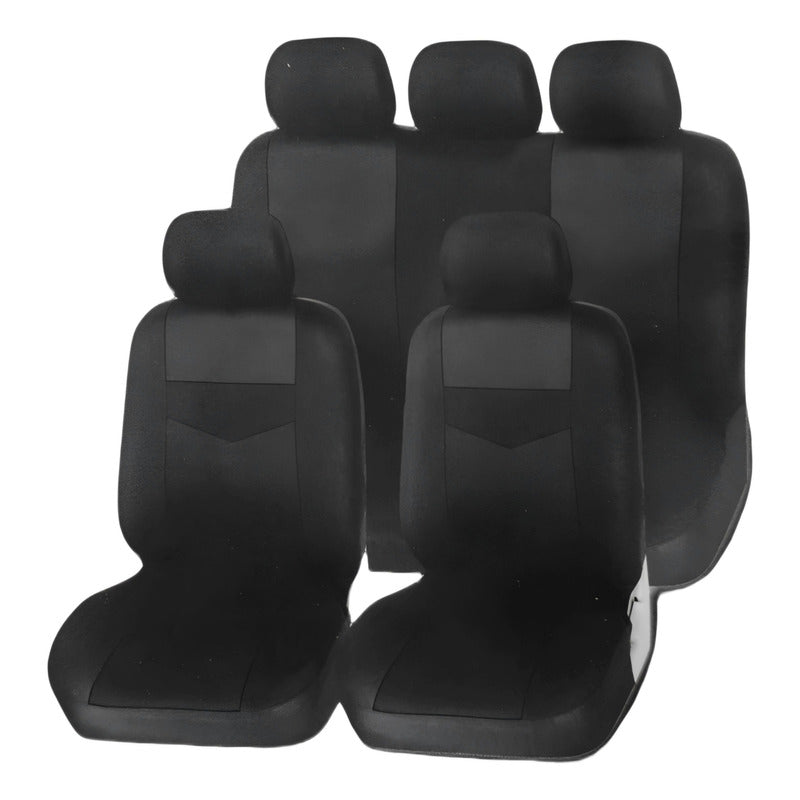 Set Funda Cubre Asiento Auto Universal Negro Entero 9pcs