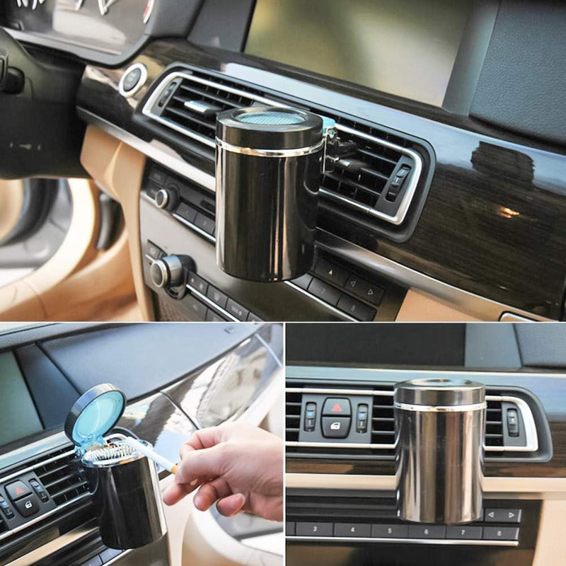 Cenicero Auto Cn Luz Led Soporte Rejilla Del Aire Monedero