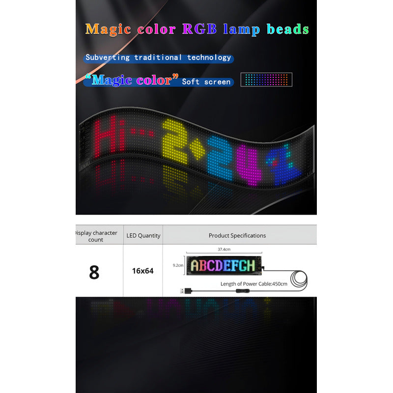 Letrero Luminoso Led Flexible Rgb App +control Usb Auto Casa