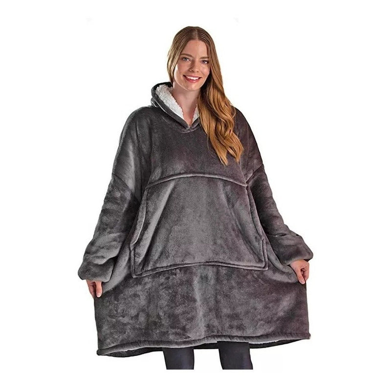 Polerón Con Capucha Sudadera Manta Sherpa Invierno Huggle/r&