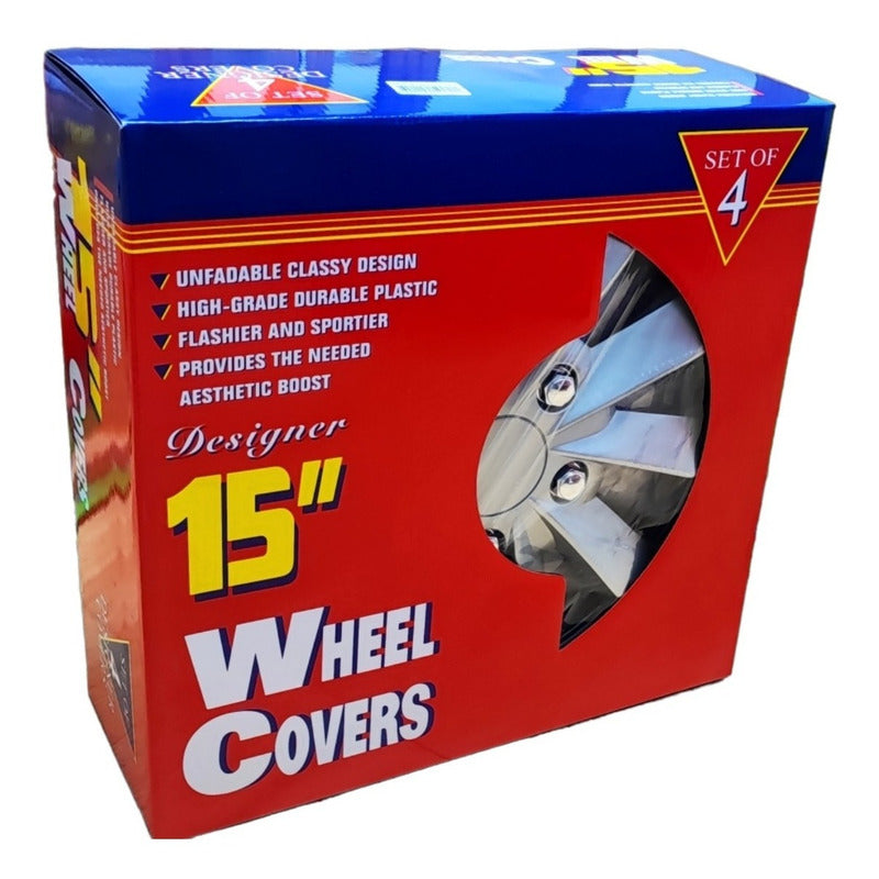 Set X4 Tapa Rueda Aro 15 Cromada Designer Tapa 15 Auto /r&c