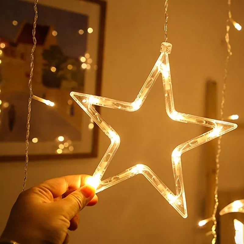 Guirnalda Led Lunas Estrellas Luz Cálida Navidad Decoración
