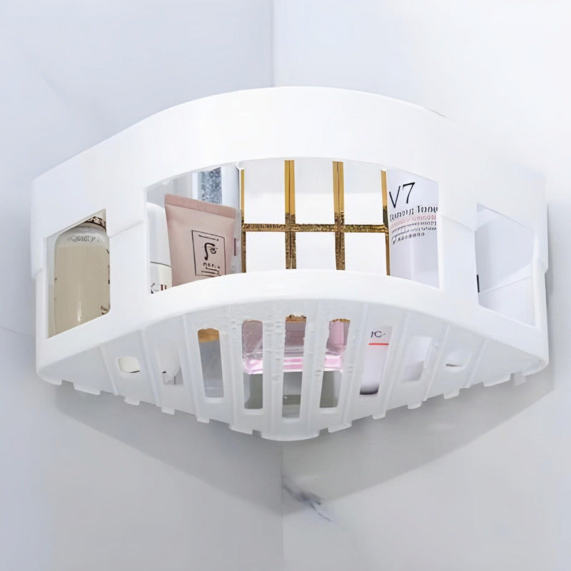 Esquinero Organizador Repisa De Baño Ventosa Fuerte Succión Color Blanco Ref:30189