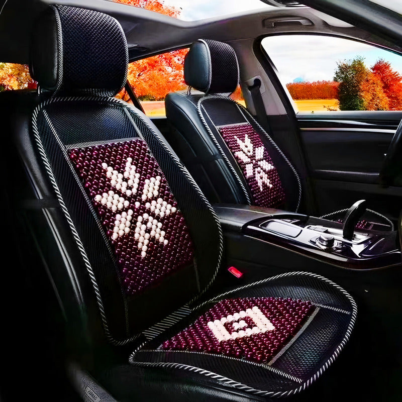 Respaldo Lumbar Ergonómico Bolitas Bambú Diseño Auto Casa