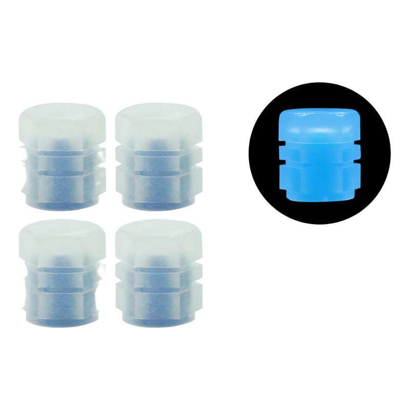 Set X4 Tapa Válvula Flúor Auto Moto Bici Universal Luminosa