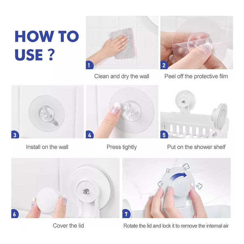 Estante Organizador De Ducha + Toallero Con Ventosa Adhesiva