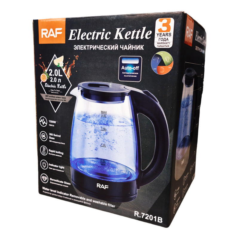 Hervidor Eléctrico Vidrio Transparente Luz Led Calentador