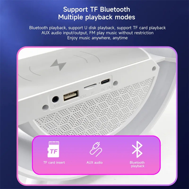 Parlante Bluetooth Cn Cargador Inalámbrico + Lámpara Led Rgb