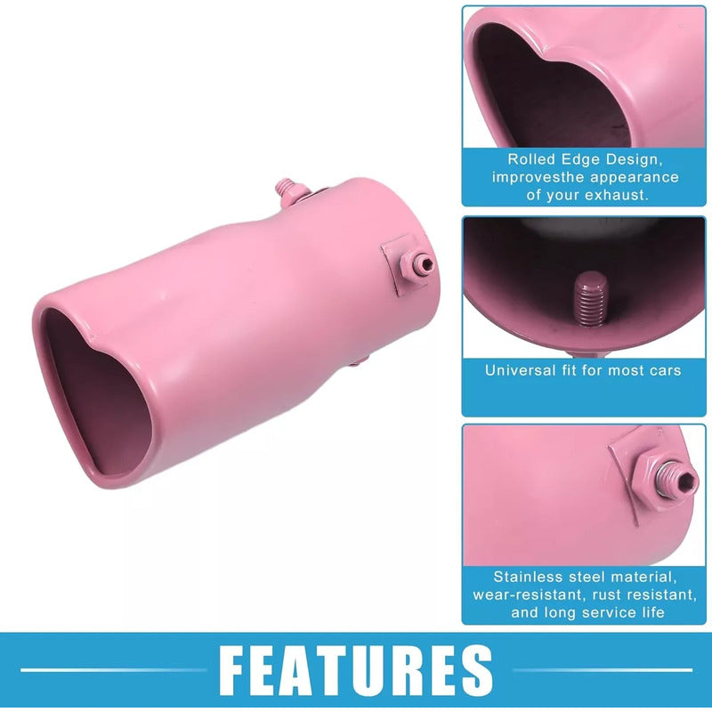 Cola De Escape Rosa Con Diseño De Corazón Auto Tunning /ryc