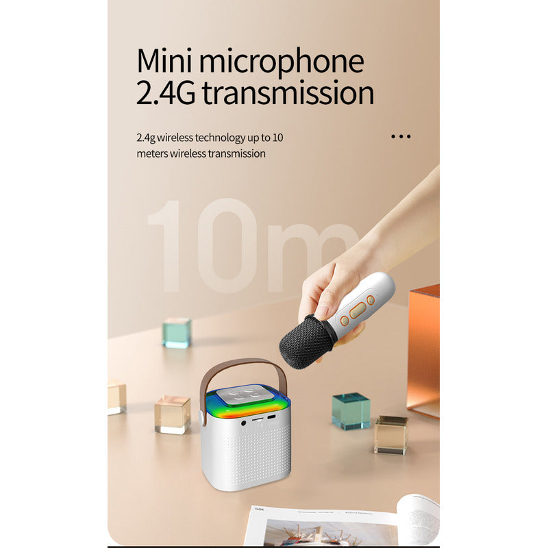 Mini Karaoke Parlante Bt Con Luz + Micrófono Inalámbrico Ryc