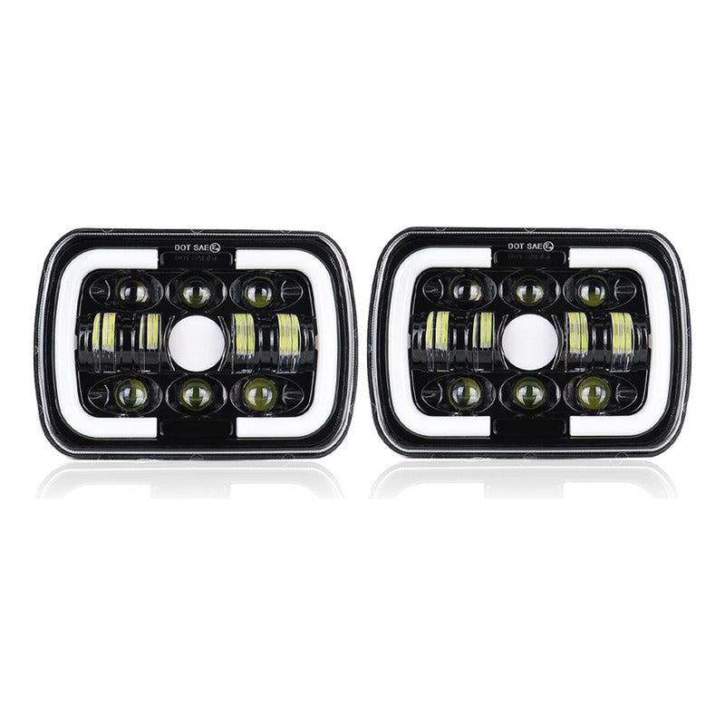X2 Neblinero 7x6 Foco Led 5x7 Led Con Drl Bicolor 12-24v