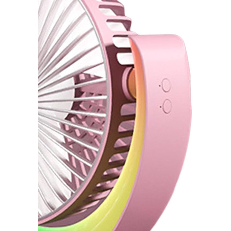 Ventilador De Mesa Recargable Usb 2 En 1 Con Lámpara Luz Led