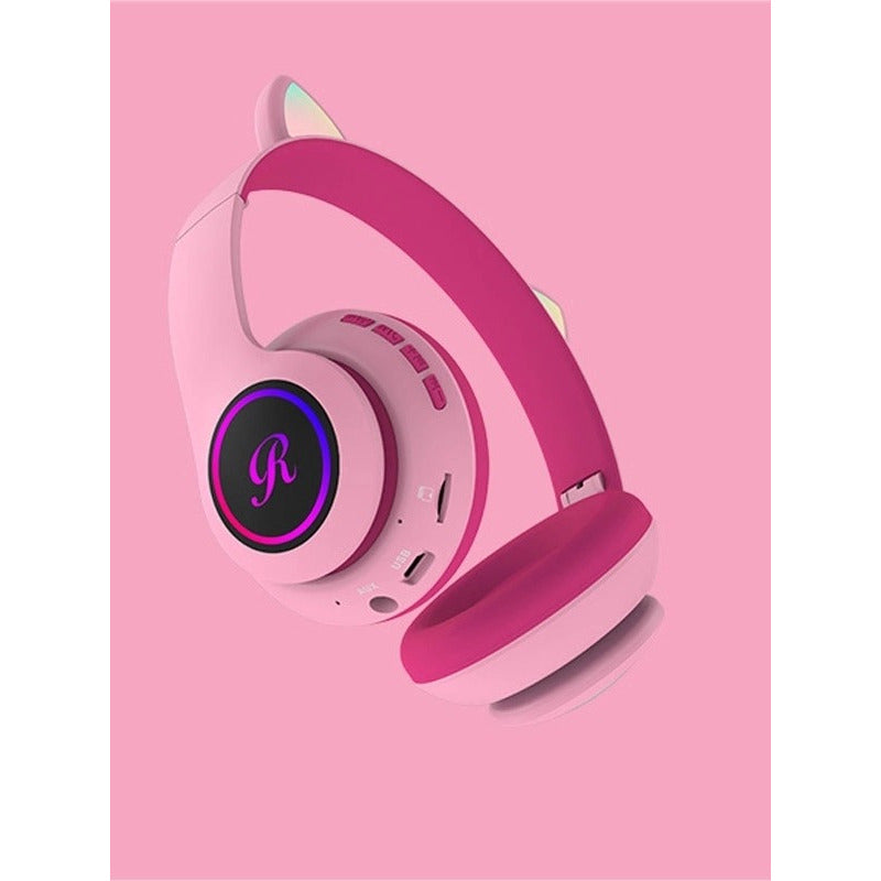 Audífono Bluetooth Con Orejas De Gato Luces Inalámbrico/ryc