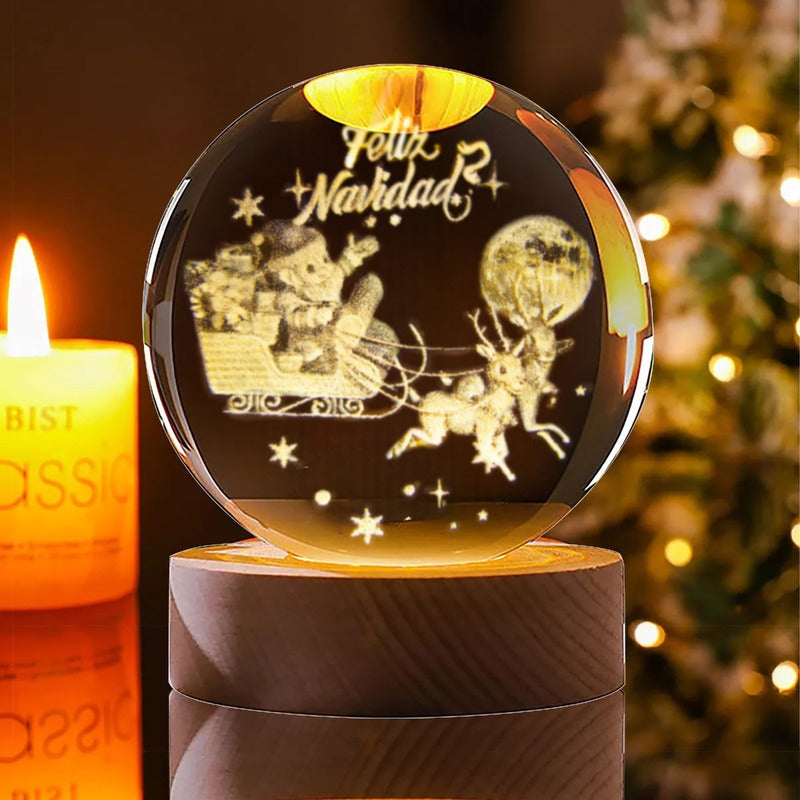 Esfera De Cristal Lámpara Noche Diseño Navidad 3d Bola 6cm