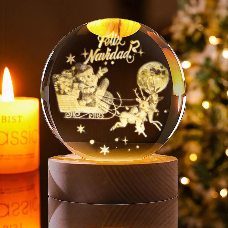 Esfera De Cristal Lámpara Noche Diseño Navidad 3d Bola 8cm