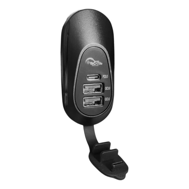 Adaptador Carga Rápida 2 Usb 1 Type C 12-24v Sobrepuesto