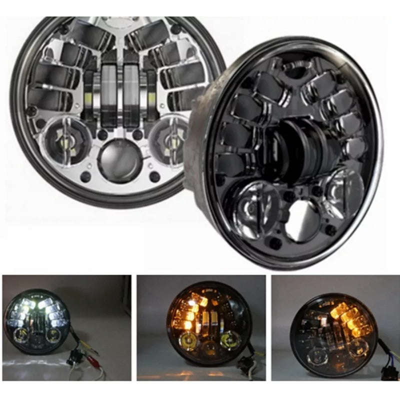 X2 Foco Led Delantero De Moto Con Luz De Viraje 5.75 H4