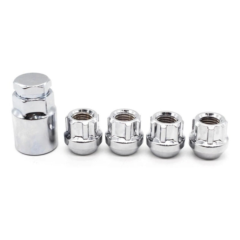 Tuercas De Seguridad Set 4pcs +llave Acero M12x1.5 / 12x1.25