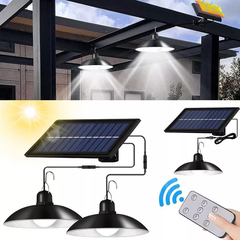 X2 Lámpara Led Solar, Plafón Colgante Luz Led Recarga Solar
