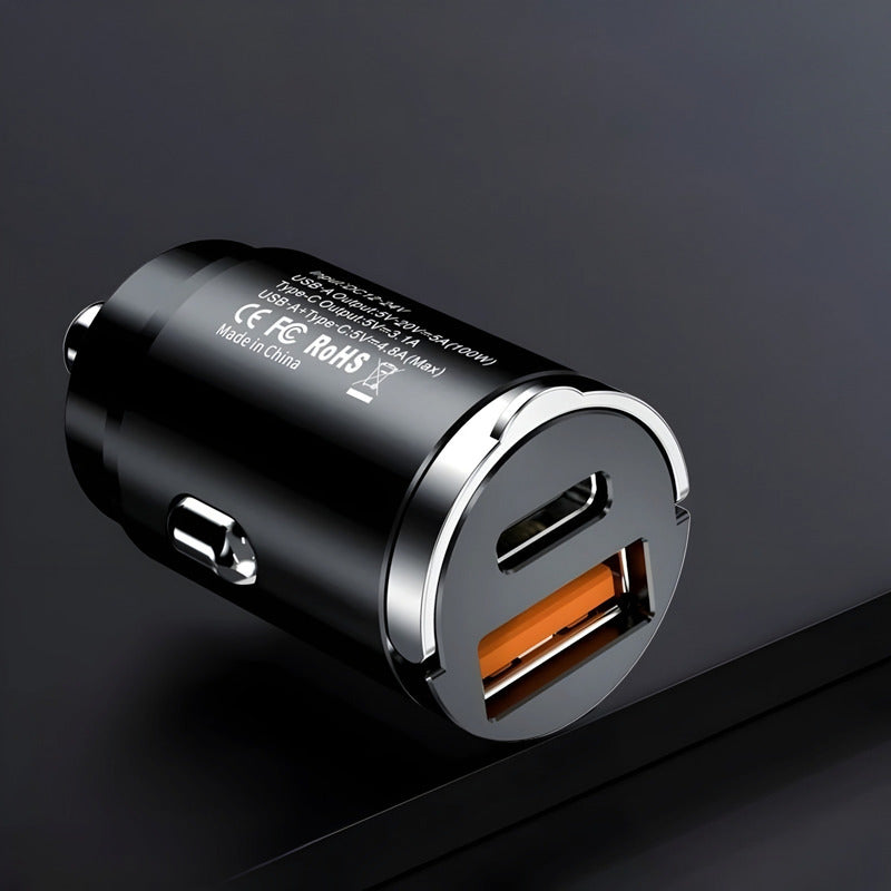 Cargador Auto Invisible Carga Rápida 15wtipoc 18wusb 12-24v
