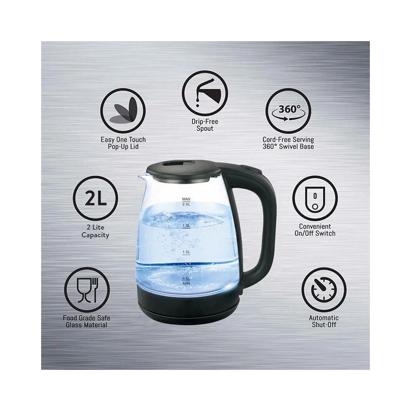 Hervidor Eléctrico Vidrio Transparente Luz Led Calentador