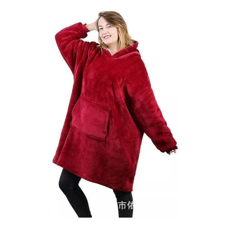Polerón Con Capucha Sudadera Manta Sherpa Invierno Huggle/r&