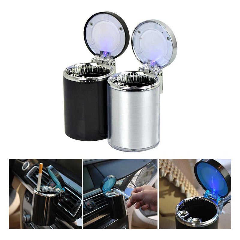 Cenicero Auto Cn Luz Led Soporte Rejilla Del Aire Monedero
