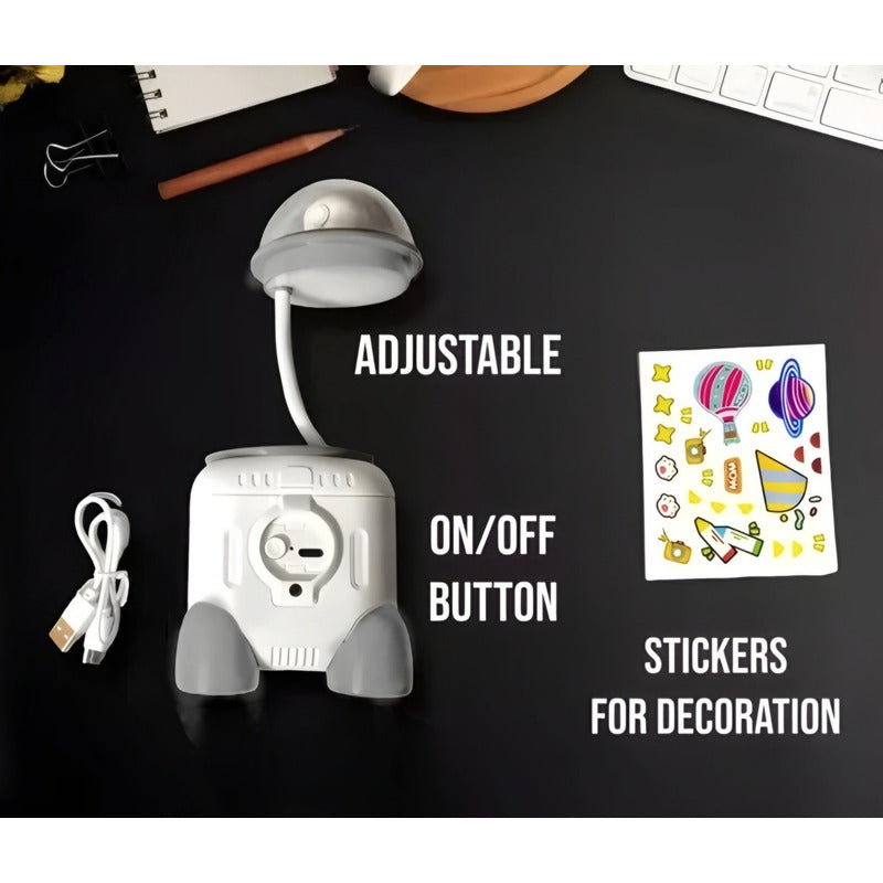 Lámpara De Mesa Escritorio Recargable + Sacapuntas Depósito