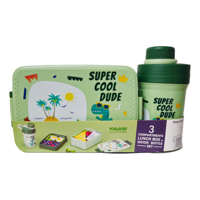 Lonchera Escolar +botella Vianda Lunch Box Contenedor Alimen