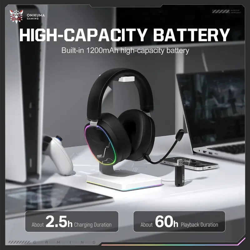 Audifono Gamer Onikuma Gt836 4modos Bluetooth Usb C Y Cable Negro Gt836