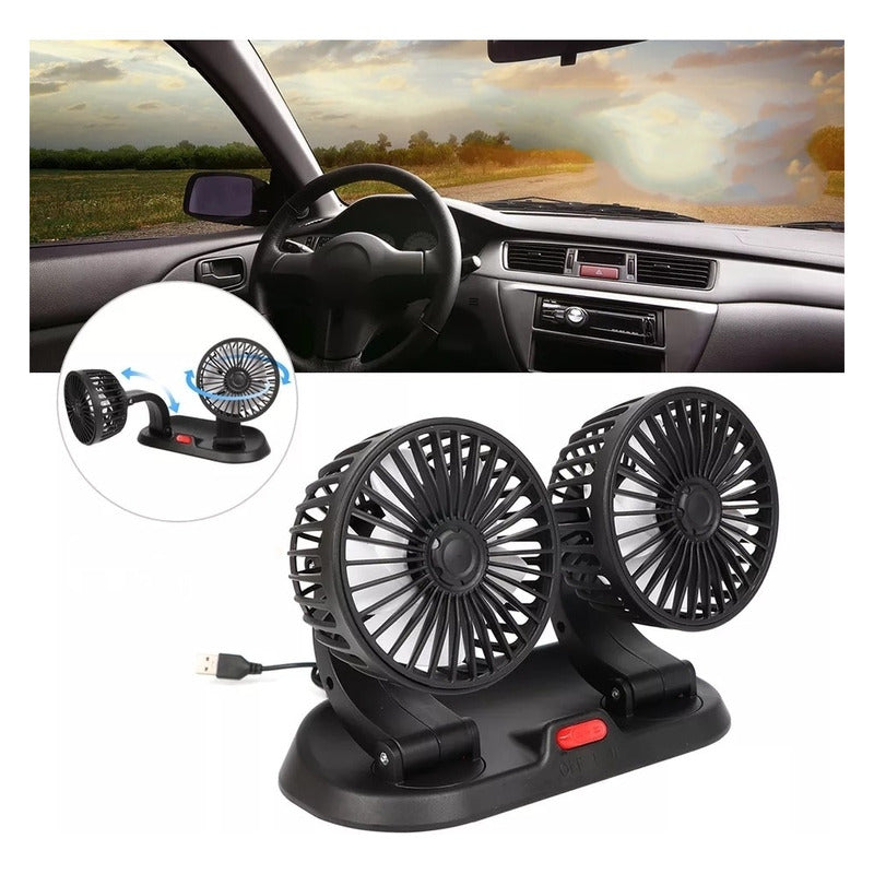 Ventilador Doble Usb Auto Casa Oficina 360° Rotación /r&c