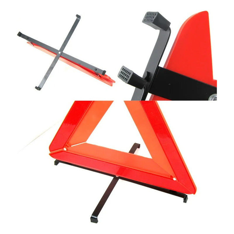 Triangulo De Emergencia Reflectante Plegable Base Metálica