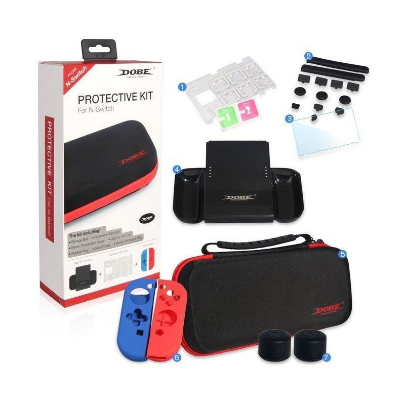 Kit Protector Nintendo Switch Bolso Lámina Grip Case Joy Con