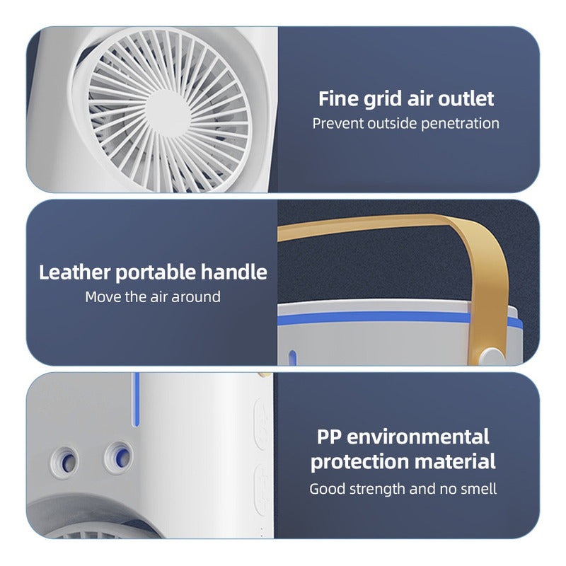 Ventilador Doble Con Humidificador Aire Frio Luz Y Control